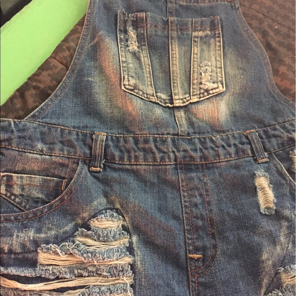 Jean shorts overalls